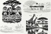 Savannah Scene Wildlife Graphics, an Animal Illustration by DENIDigitalArtSudio (Thumbnail 1 of 8)