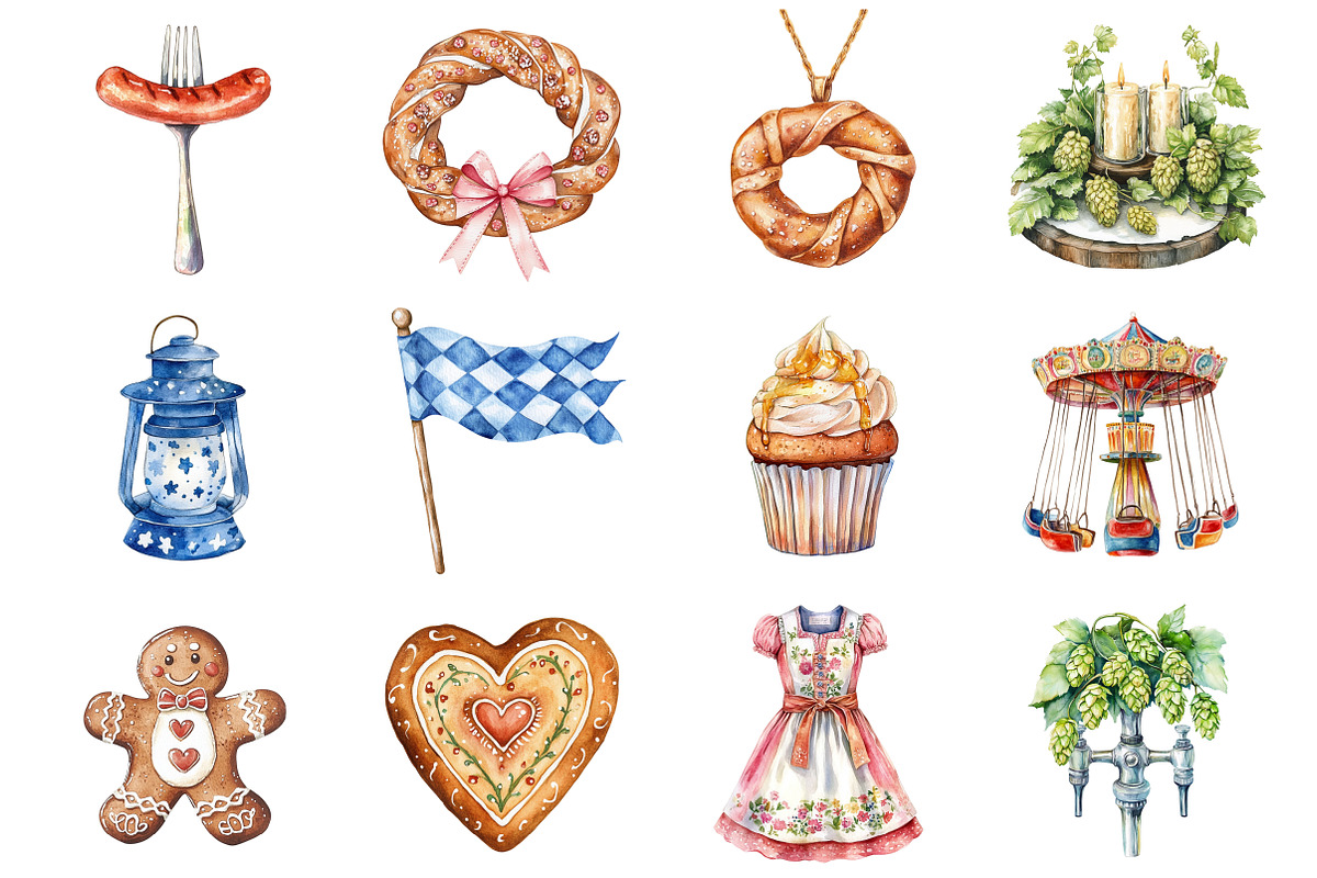 Watercolor Octoberfest Clipart, an Illustration by Design Market (Photo 3 of 3)