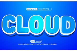 Cloud Vector 3d Editable Text Effect