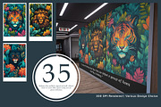 Wild Animal in Tropical Jungle Art, a Wallpaper Graphic by Vibrand Studio (Thumbnail 1 of 10)
