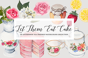 Let Them Eat Cake Watercolor Graphic