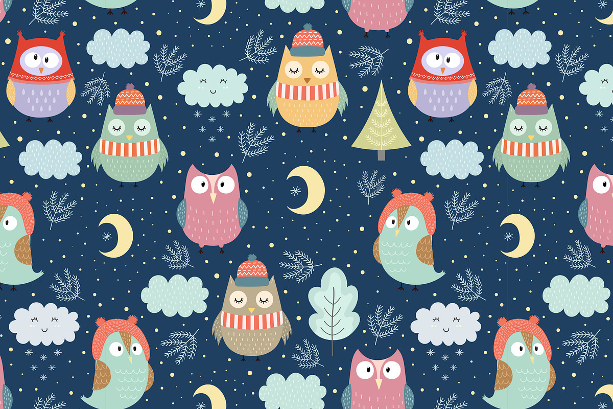 Winter Owls: patterns, illustrations, a Pattern Graphic by Gulnara Sabirova (Photo 6 of 10)