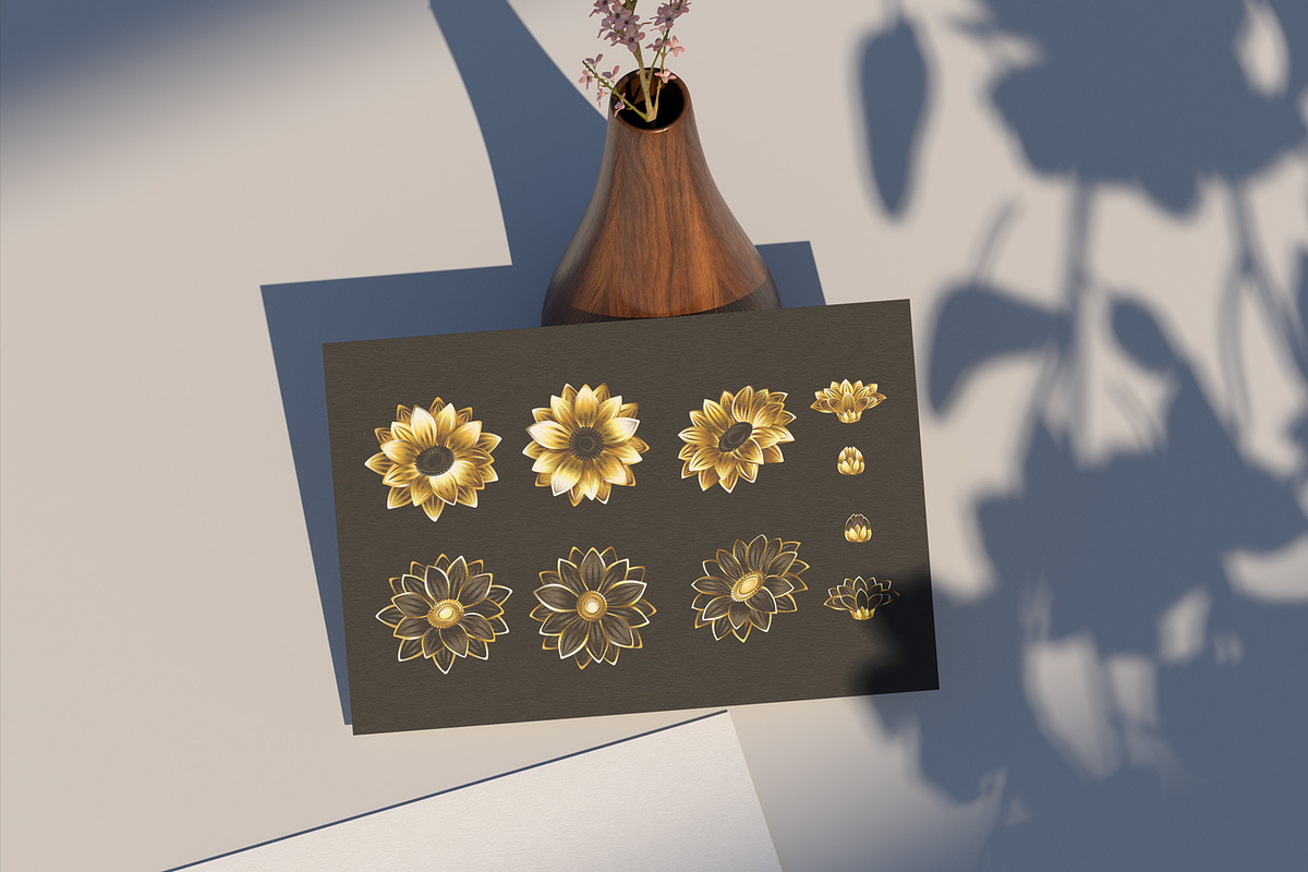 Set of golden daisy chrysanthemums, a Decorative Illustration by blackmoon9 (Photo 2 of 3)