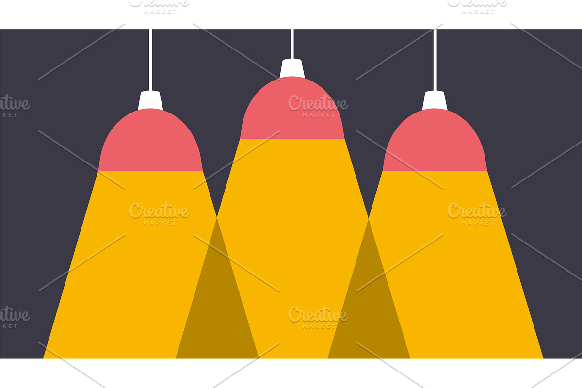 Lamp lights. Flat simple red, an Object Illustration by LadadikArt