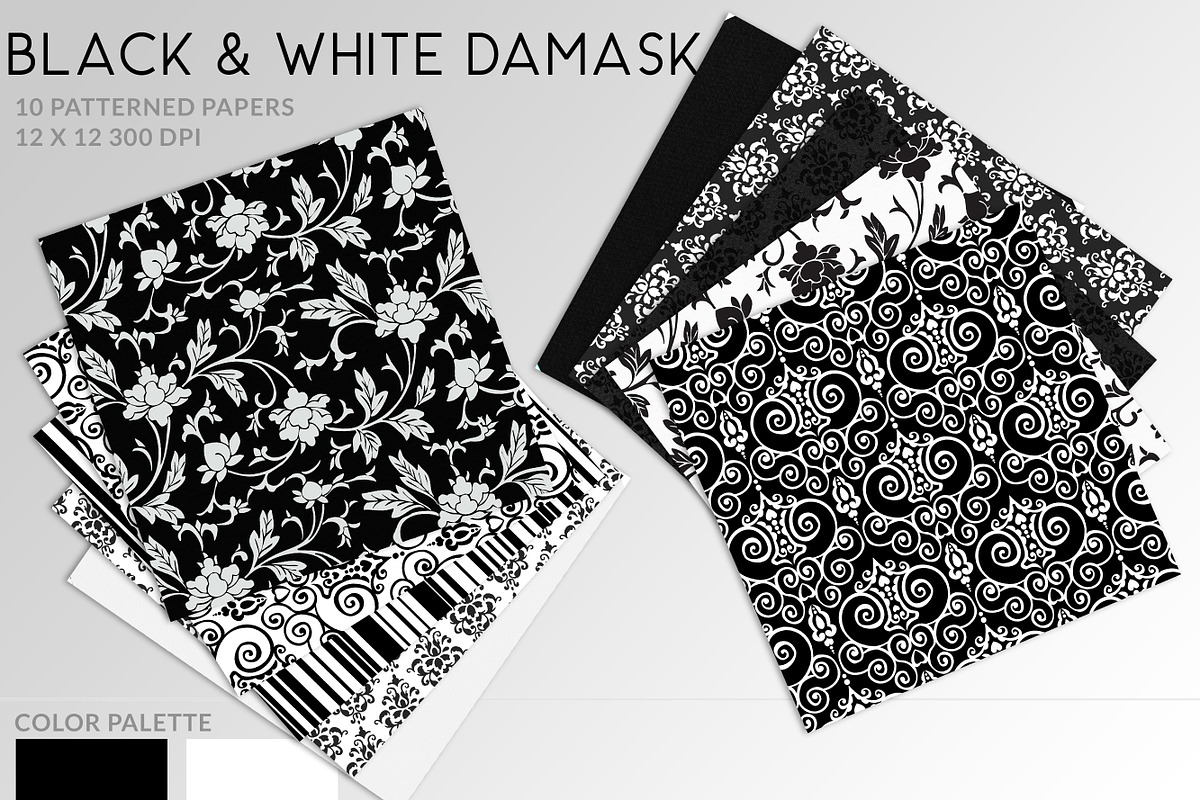 Black And White Damask Backgrounds preview 2