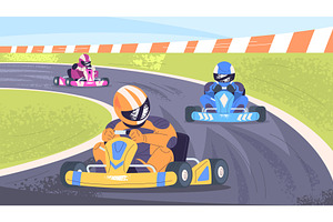 Kart race. Go-karts drivers in, a Sport Illustration by Stock-Smart-Start