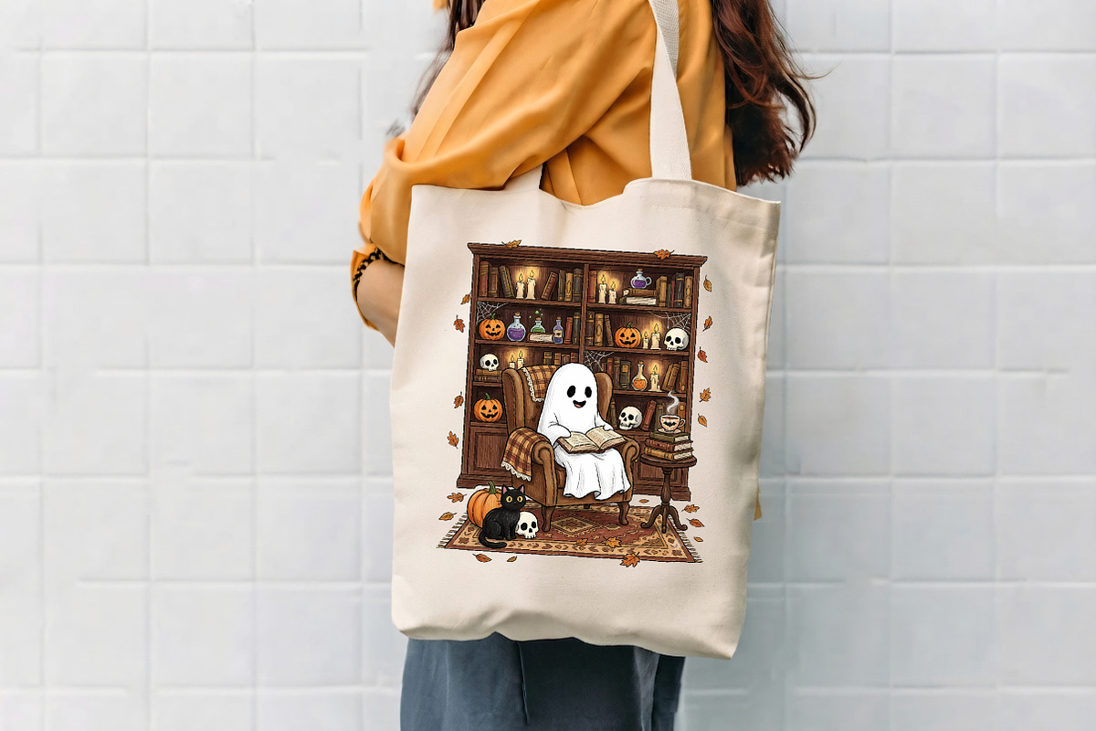 Ghost reading book in armchair, a Seasonal Illustration by CrexoraLab (Photo 4 of 4)