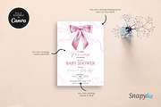 Pink Bow Baby Shower Invitation Temp, an Invitation Template by Snapybiz (Thumbnail 7 of 9)
