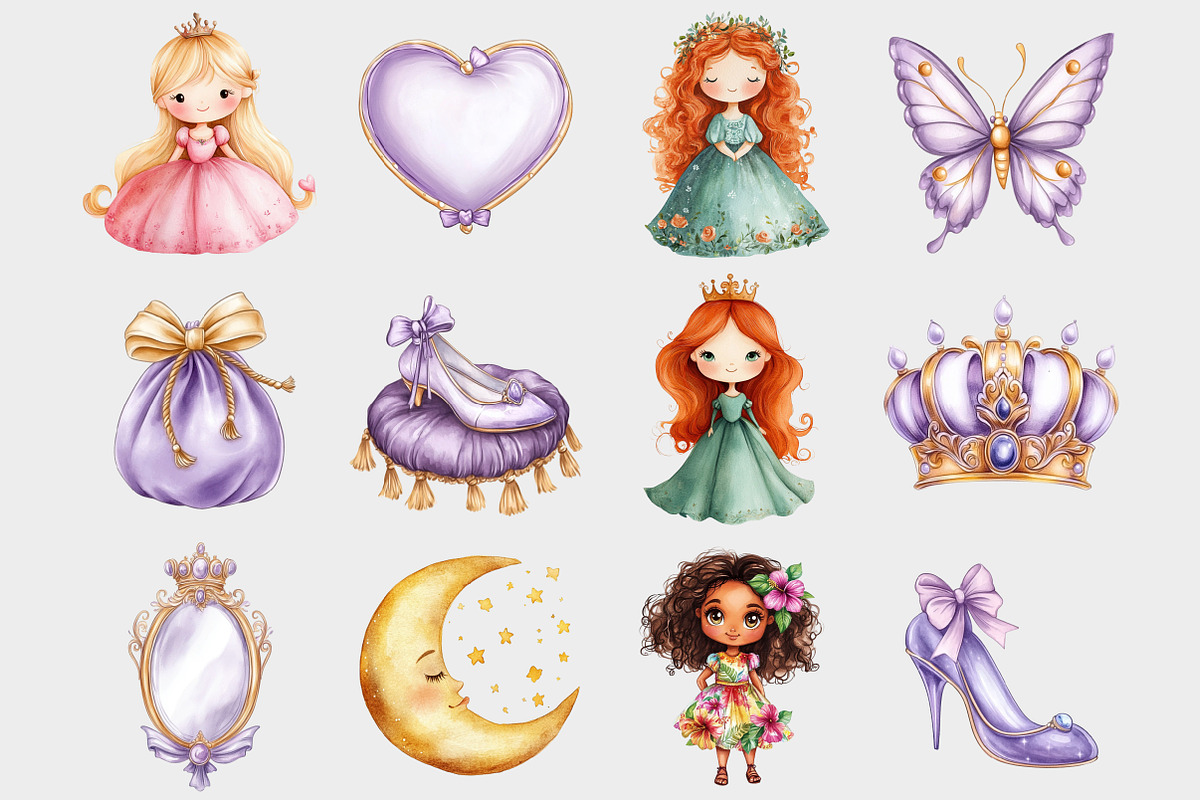 Watercolor Princess Clipart, a Seasonal Illustration by Design Market (Photo 3 of 5)
