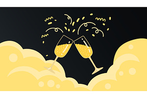 Two golden champagne glasses