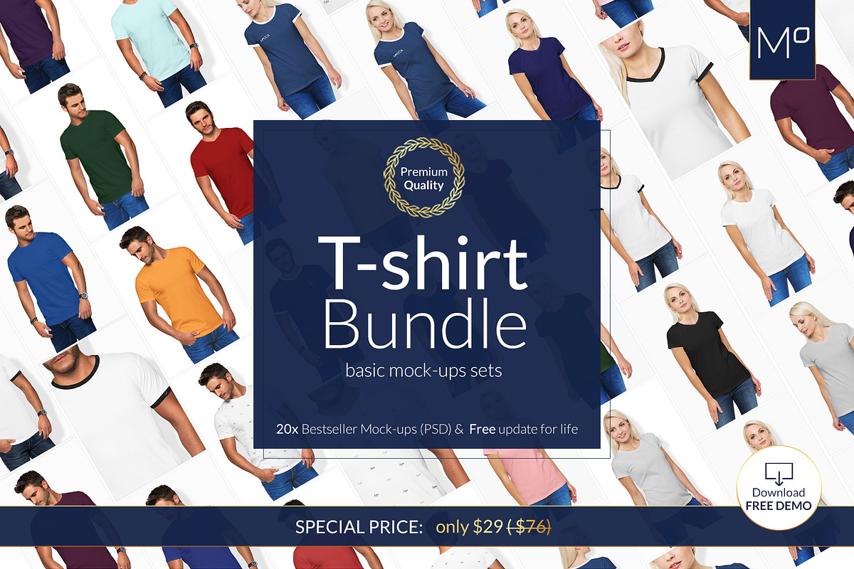 T-SHIRTS BUNDLE 20xMock-ups + DEMO, a Books & Magazine Mockup by Apparel_Mockups (Photo 1 of 28)