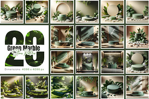 20 Green Marble Stone Podium Bundle, a Background Photo by zahidhossainalif
