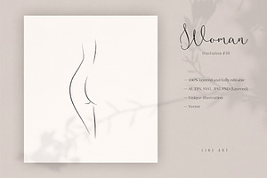 Womans Body. Line Art Illustration