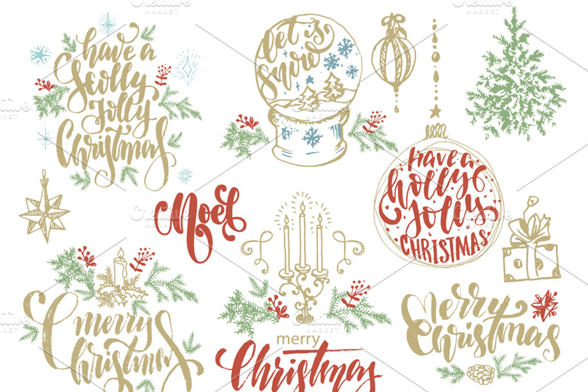 Christmas Lettering SET, a Decorative Illustration by ARSCOR (Photo 5 of 6)