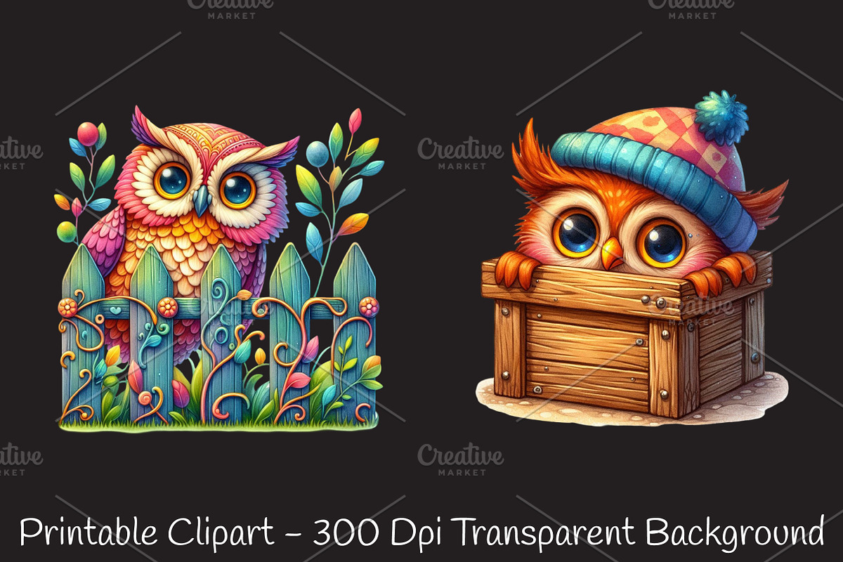 Funny Owl Peeking Clipart, an Animal Illustration by RobertsArt (Photo 6 of 7)