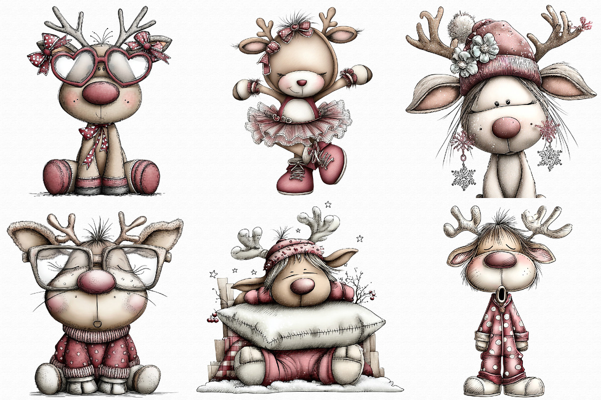 Whimsical Reindeer Clipart, an Illustration by Libby Wishes (Photo 2 of 6)