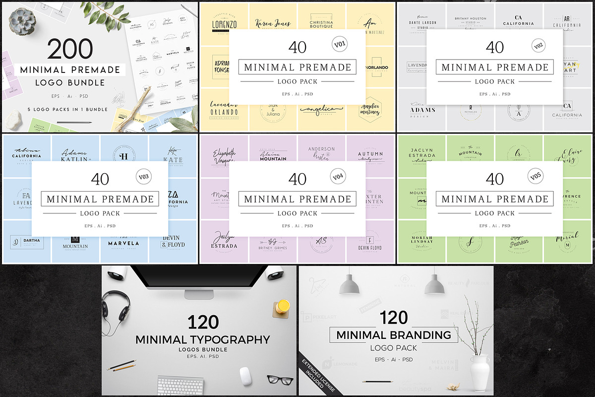 1200 Premade Logos Mega Bundle, a Branding & Logo Template by XpertgraphicD (Photo 3 of 60)
