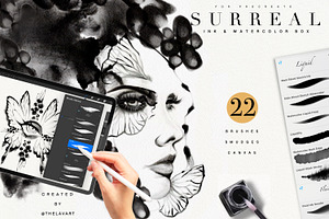 Surreal Ink Kit for Procreate p.2, a Brush Add-On by Liquid Amethyst Art
