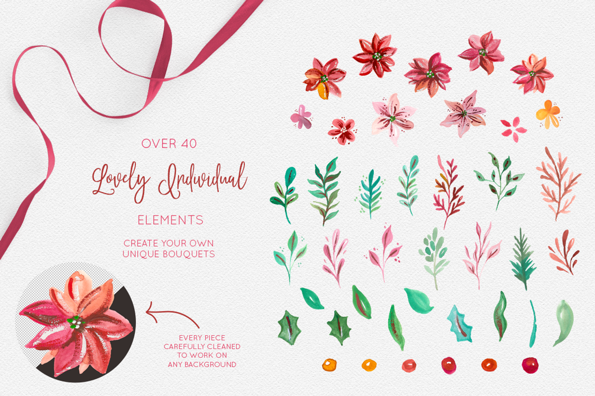 Hand Painted Gouache Holiday Floral, a Seasonal Illustration by By Kerri Ann (Photo 5 of 8)