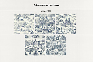 French Toile Seamless Patterns