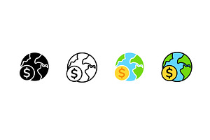 Icon of global money exchange with, a Finance Illustration by skripnikbb
