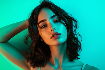 Portrait of a Woman in Vibrant Neon Lighting