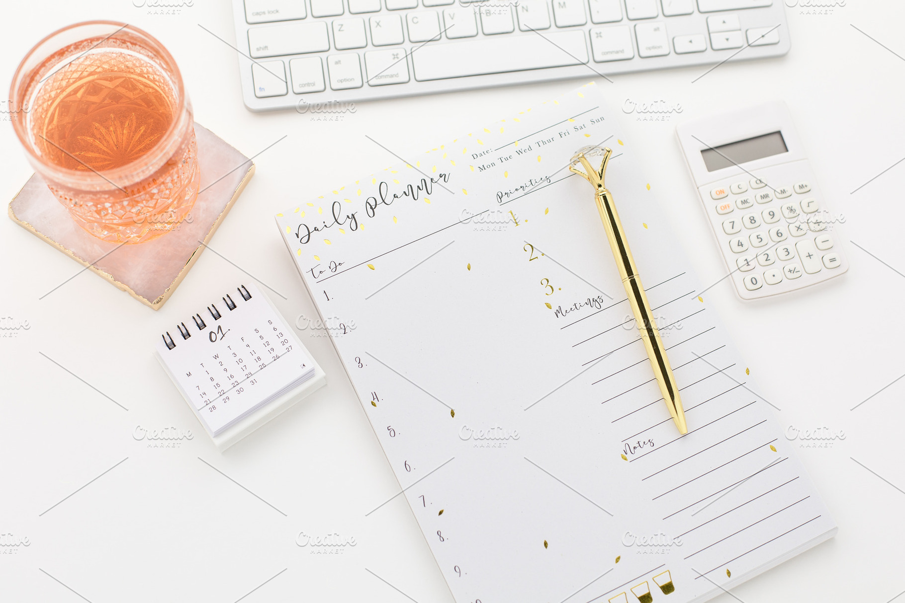 Stock Photo Pink & White Desktop 16, a Business Photo by Savvy Stock Shop