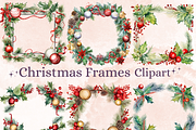 Watercolor Christmas Frames Clipart, an Illustration by GiraffeCreative (Thumbnail 1 of 9)