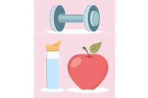 three healthy lifestyle icon, a Food Illustration by studiogstock