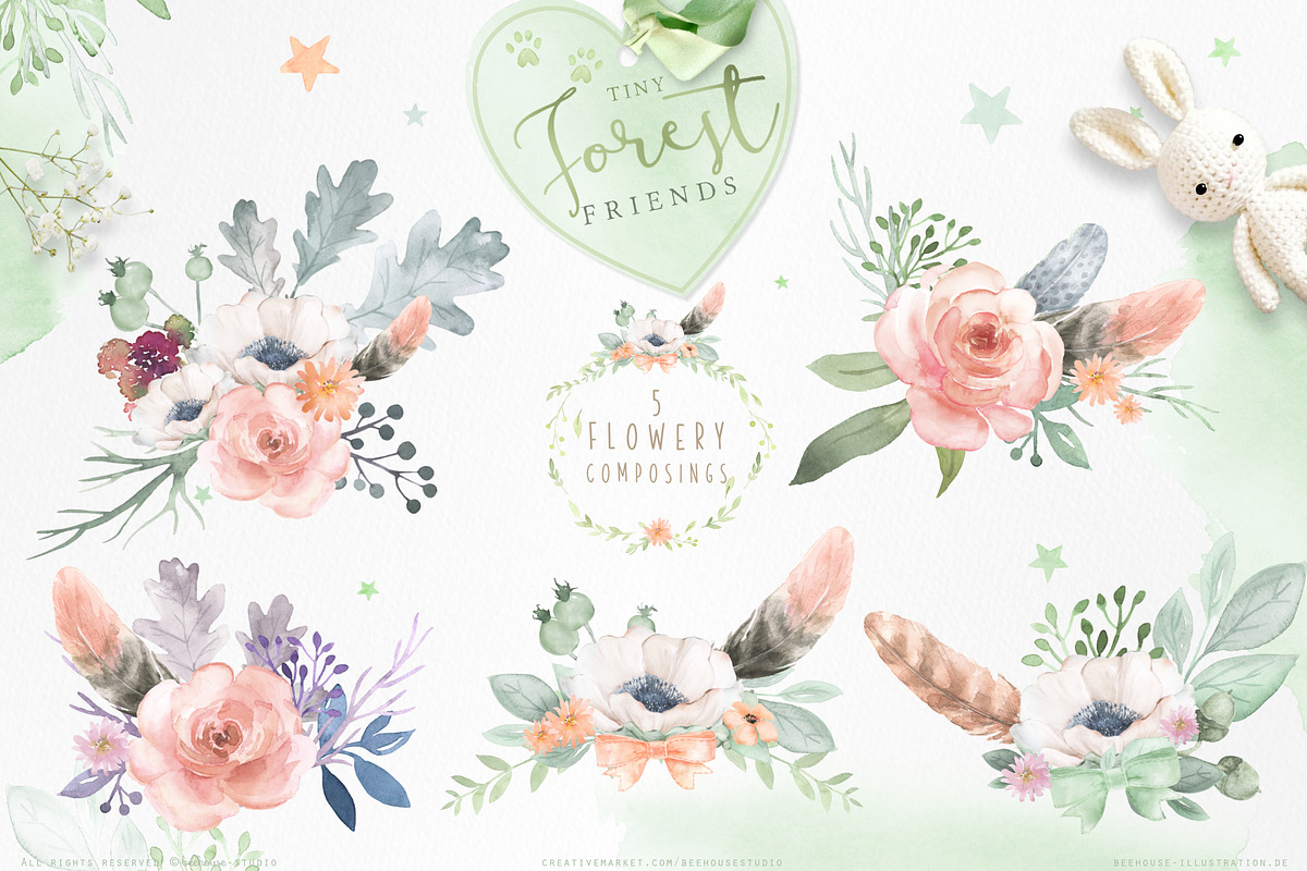 watercolor forest animal portraits, an Animal Illustration by beehouse studio (Photo 6 of 11)