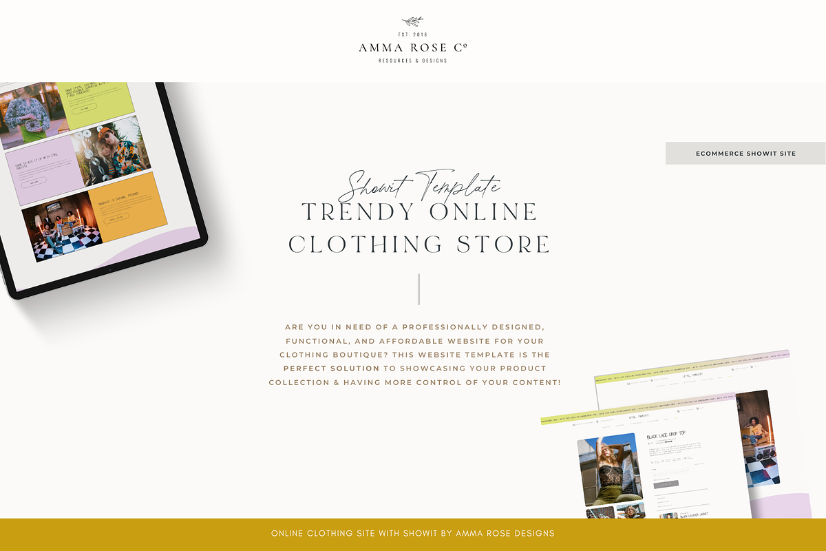 Trendy Online Clothing Showit Site, a Websites & App Template by ammarosedesignsllc (Photo 2 of 8)
