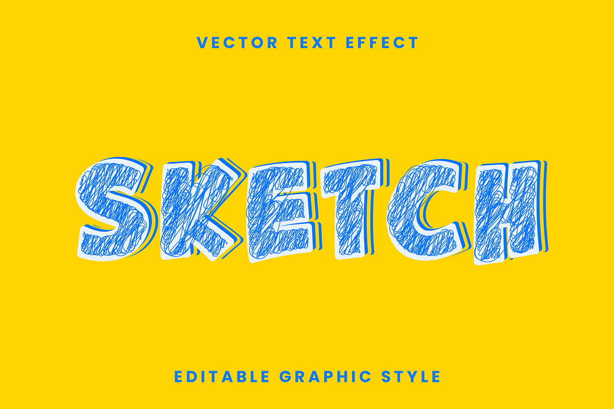 Sketch Outline 3D Bold Text Effect, a Templates & Theme by studiogstock