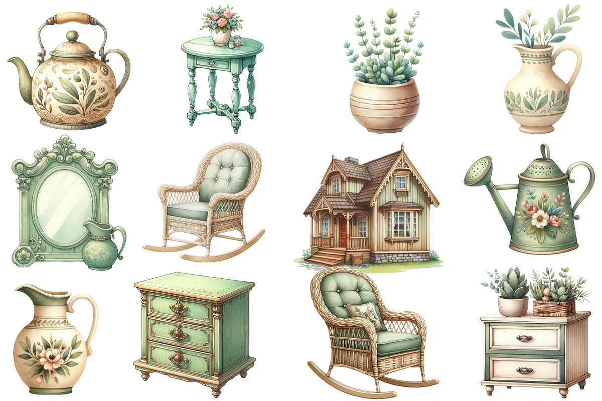 Antique Summer Cottage Clipart, an Illustration by Designworld (Photo 2 of 5)