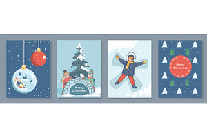 Winter vacances cards. Happy people, an Illustration by YummyBuum