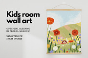 Cute Baby Girl in Meadow Wall Art, a Person Illustration by Helga Wigandt (Thumbnail 1 of 3)