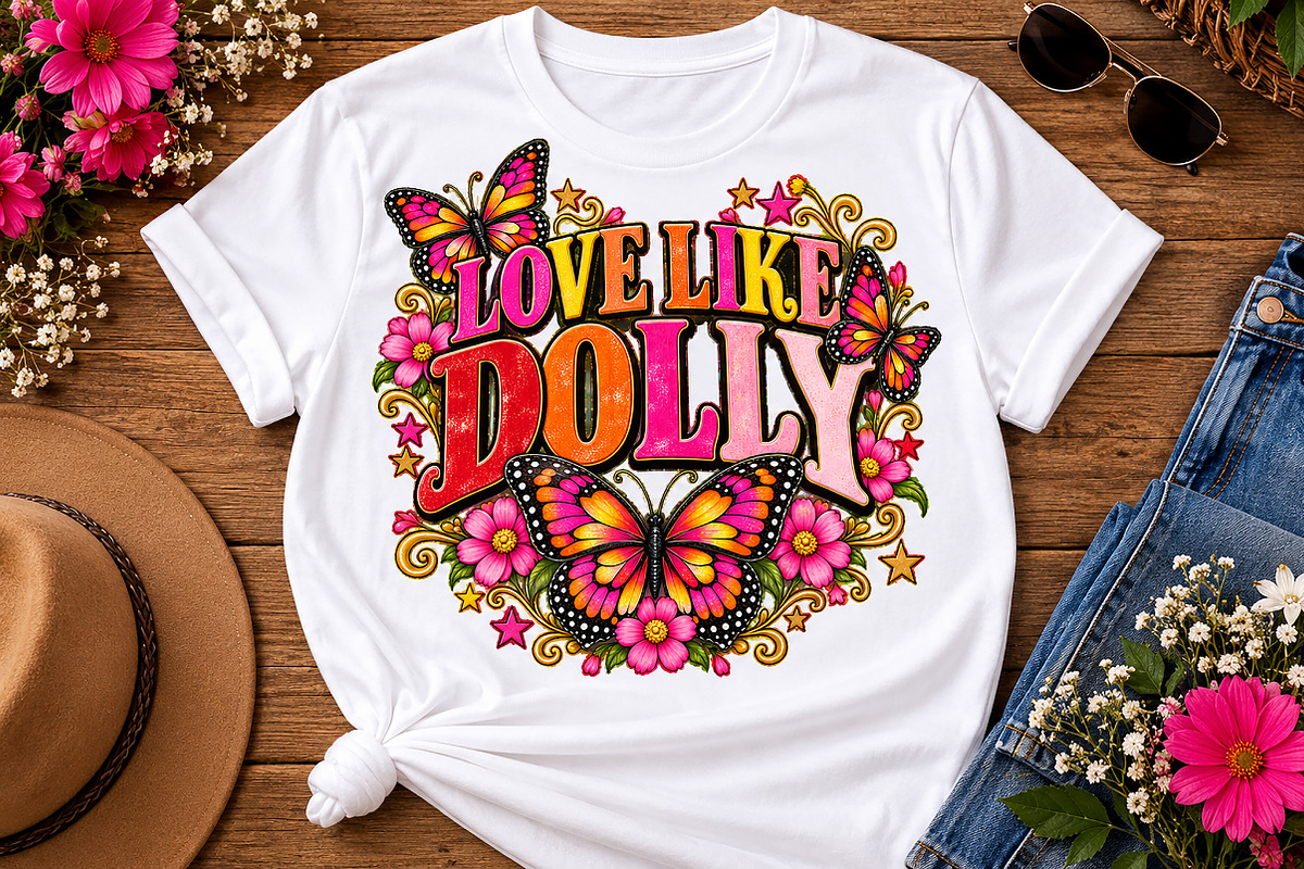 Love Like Dolly Butterfly PNG Shirt, a Seasonal Illustration by Watercolor design (Photo 2 of 3)
