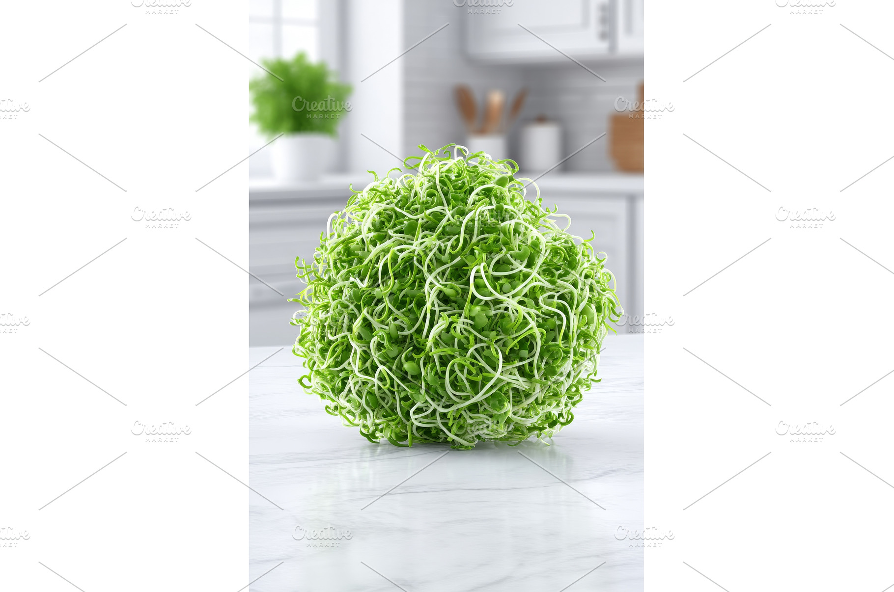 A white table features microgreens, a Food & Drink Photo by ZinetroN