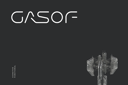 Gasof Futuristic Font, a Font by baqoos