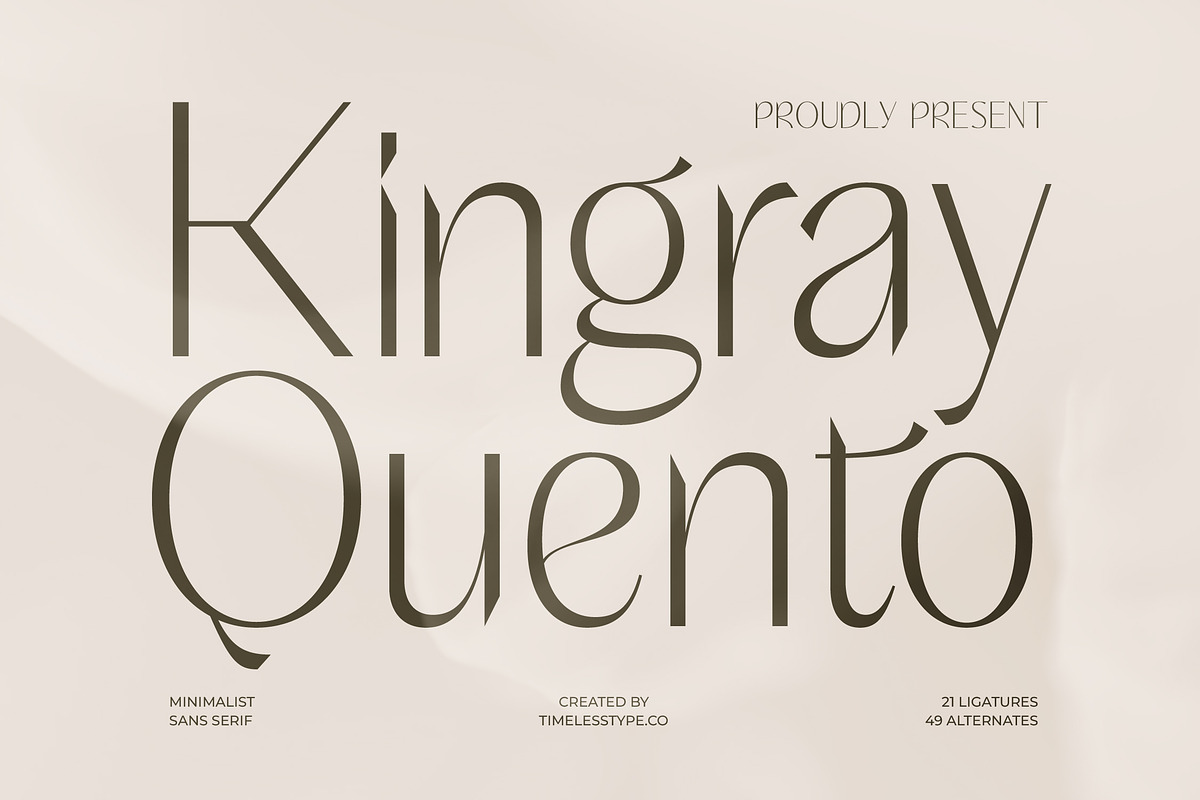 Kingray Quento Luxury Display Font, a Sans Serif Font by timelesstype.co (Photo 1 of 20)