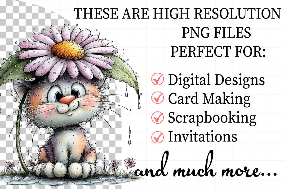 Spring Cat Clipart Set, an Illustration by Daily.Designs (Photo 2 of 7)