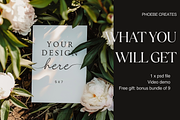 Peony Garden 5x7 Invitation Mockup, a Mockup by PhoebeCreates (Thumbnail 2 of 6)
