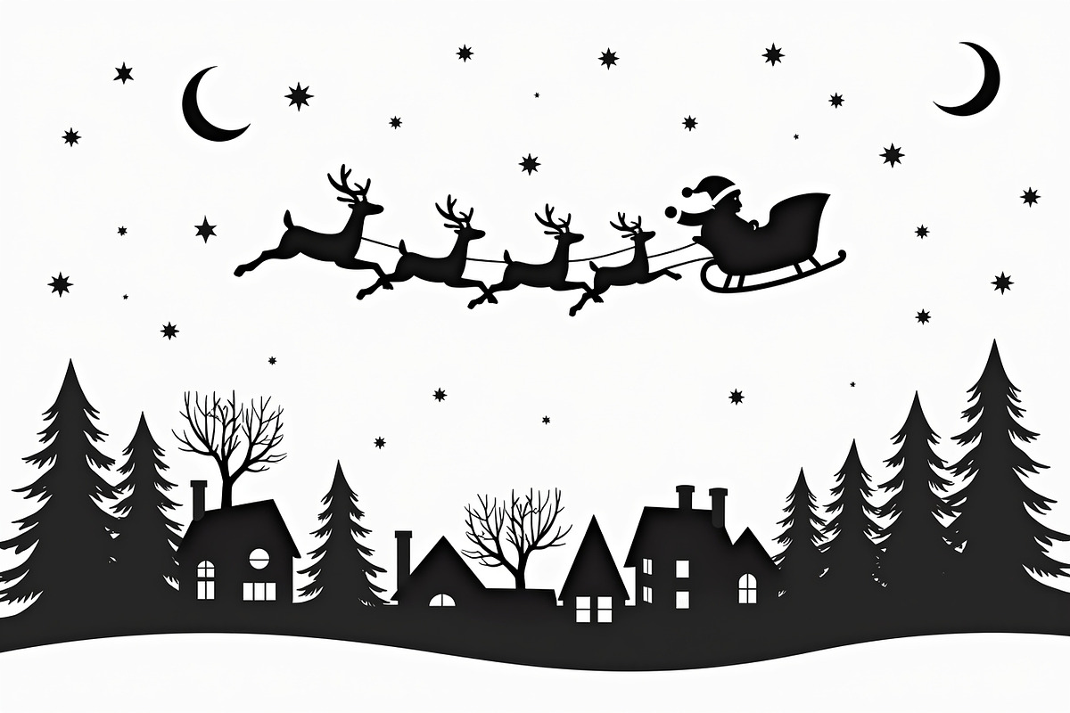 Xmas Reindeer Scene Silhouettes, an Illustration by musafir_fashion (Photo 16 of 21)