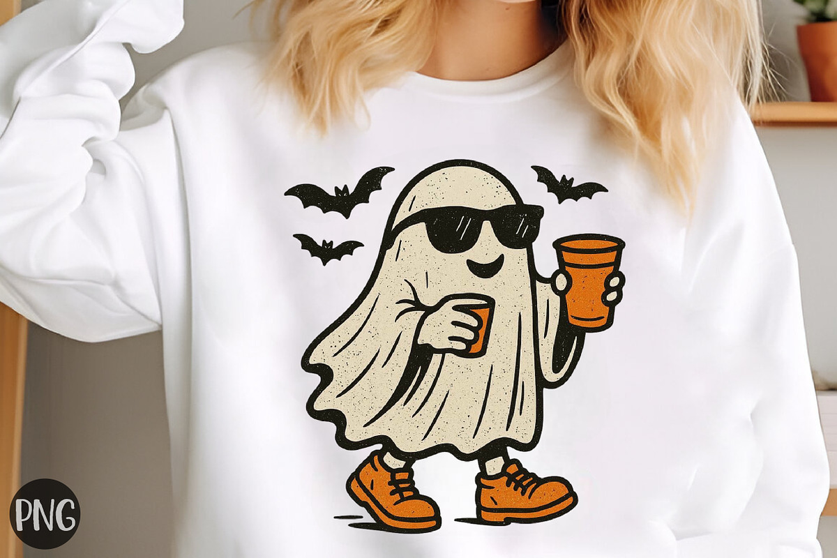 Cute Halloween Coffee Ghost Png, an Illustration by Libby Wishes (Photo 1 of 5)