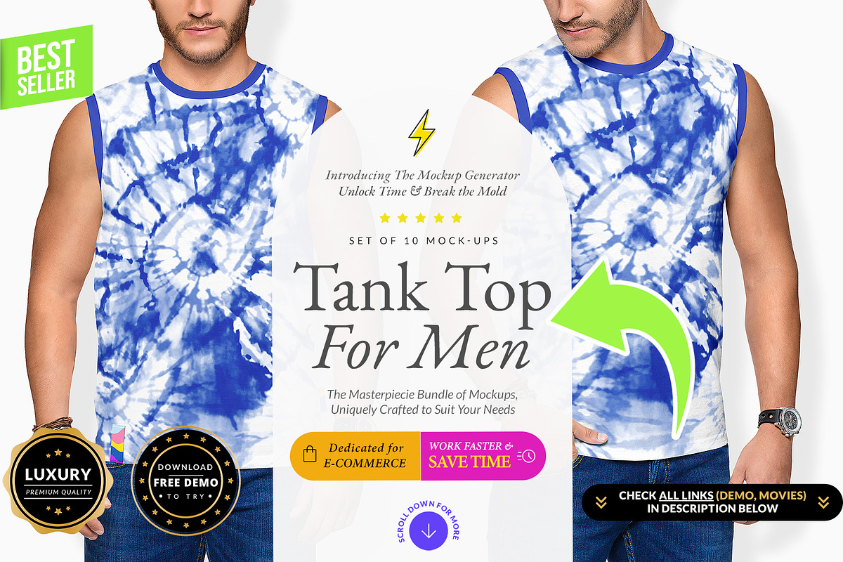 Men Tank Top 10x Mock-ups, a Shirt Mockup by Mocca Mockups Store (Photo 1 of 9)