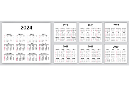 2024, 2025 to 2030 calendar set, a Finance Illustration by the8monkey