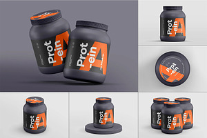Protein Jar Mockup, a Packaging Mockup by zippypixelstudio