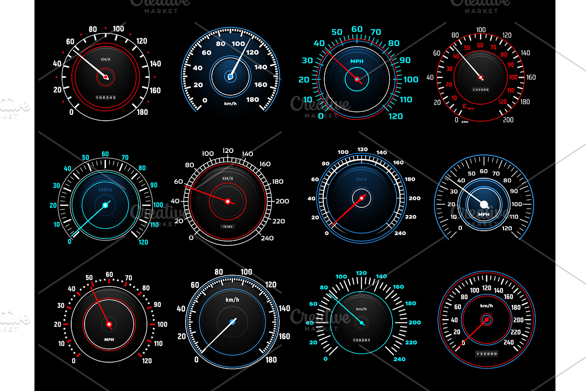 Car speedometers, indicators, a Technology Illustration by Vector Tradition