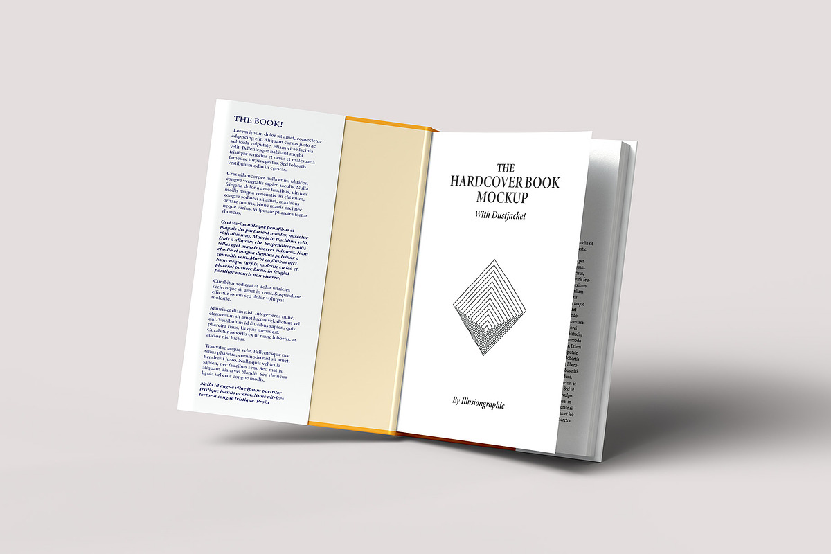 Hardcover Book w/ Dustjacket Mockup, a Books & Magazine Mockup by Illusiongraphic (Photo 9 of 20)