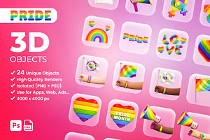 LGBT PRIDE Objects Set 3D Cartoon, an Object Illustration by TandemStock