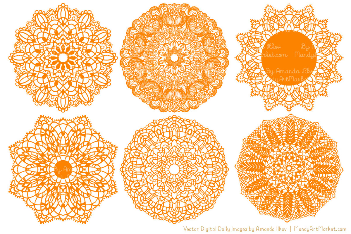 Orange Lace Doily Vectors, an Illustration by Amanda Ilkov (Photo 3 of 4)
